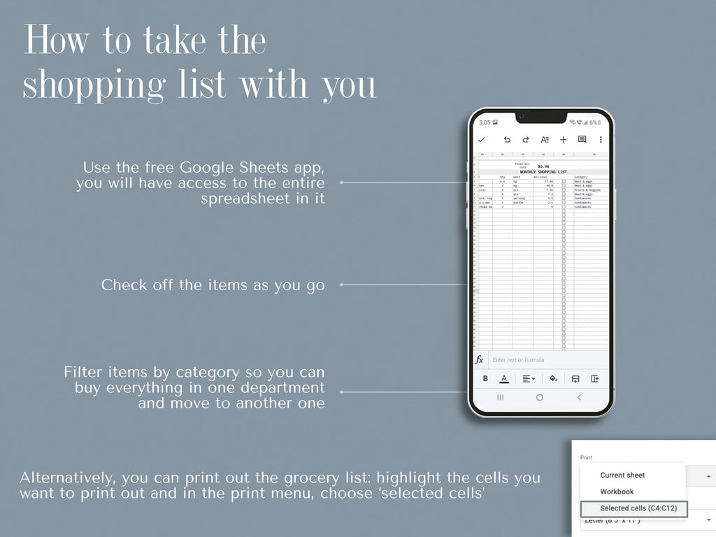 Google Sheets Meal Planner Meal Planner Spreadsheet Weekly Meal Plan Template Digital Meal Planner with Grocery List