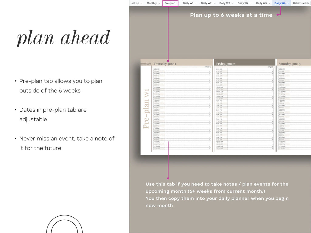 Digital Planner Spreadsheet for Google Sheets, To Do List, Monthly Calendar, Daily Schedule, Daily Routine Task Tracker