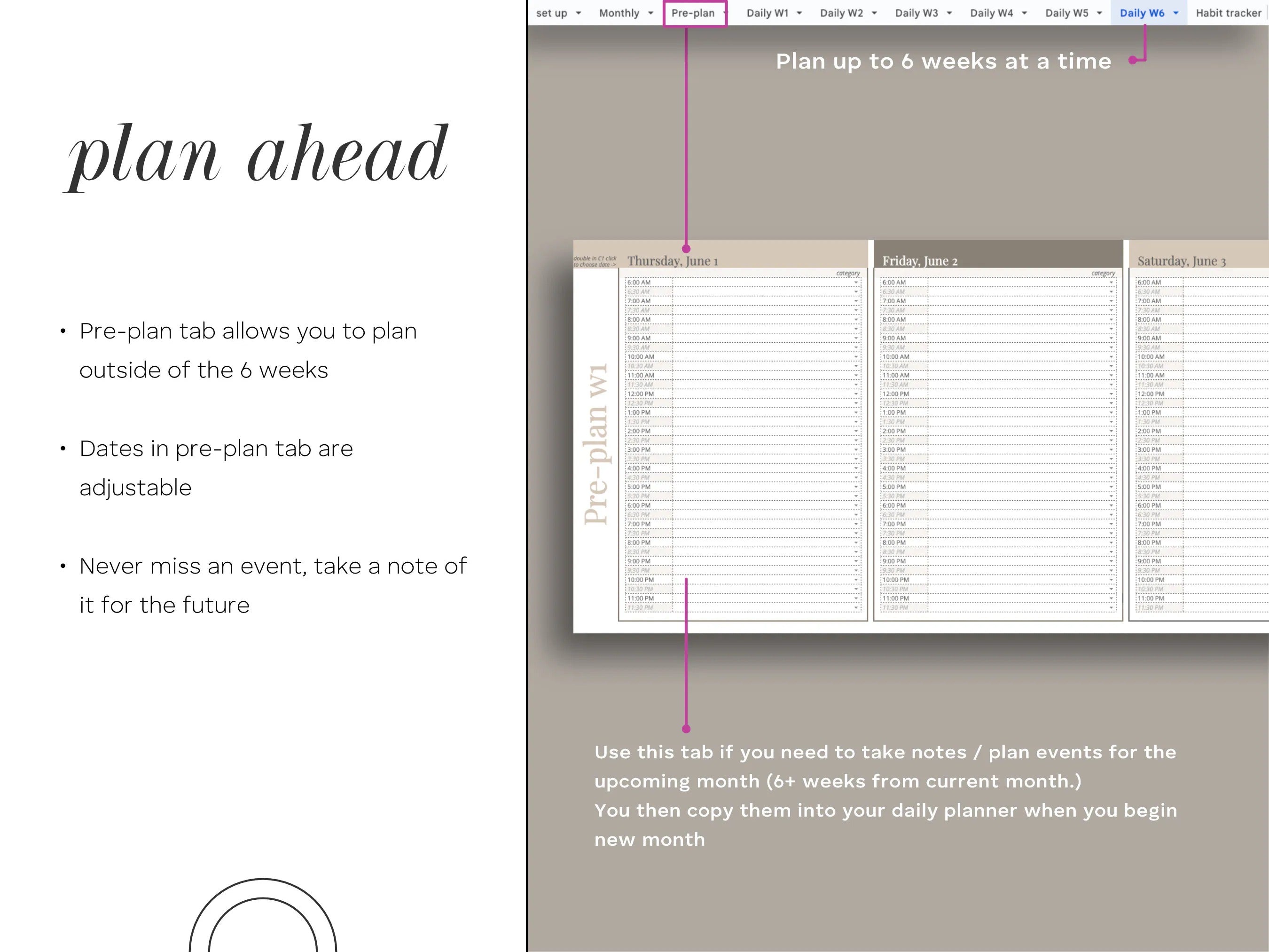 Digital Planner Spreadsheet for Google Sheets, To Do List, Monthly Calendar, Daily Schedule, Daily Routine Task Tracker