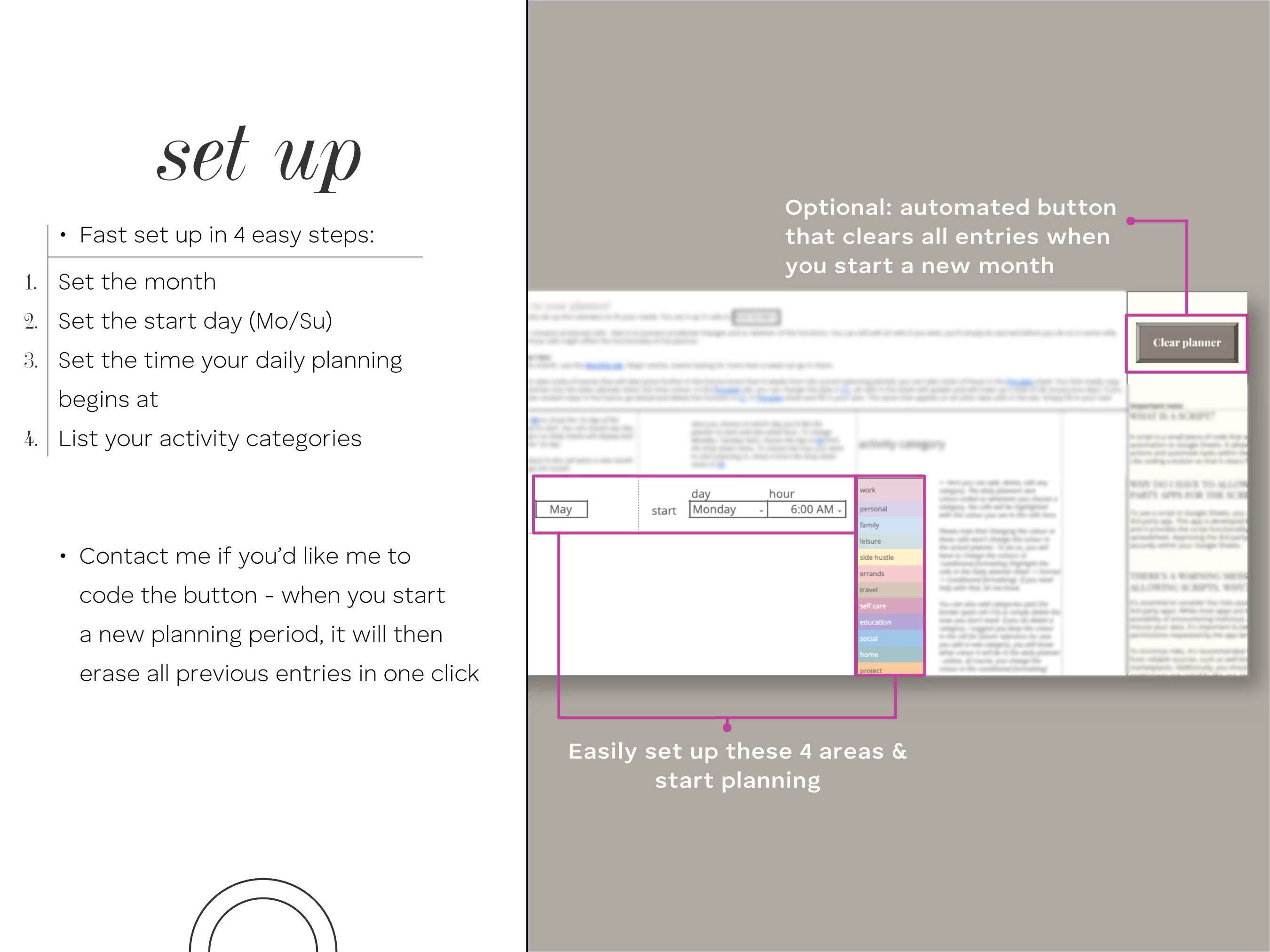 Digital Planner Spreadsheet for Google Sheets, To Do List, Monthly Calendar, Daily Schedule, Daily Routine Task Tracker